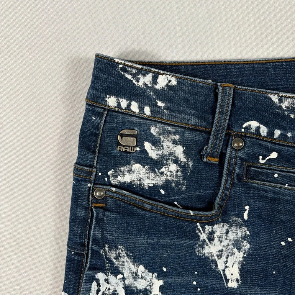 G-Star Raw D-Staq 3D Skinny Paint Splatter Distressed Jeans 29x30‎ Indigo Blue